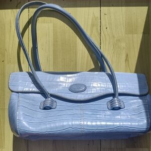 Tod's Light Blue Crocodile-Embossed Shoulder Bag